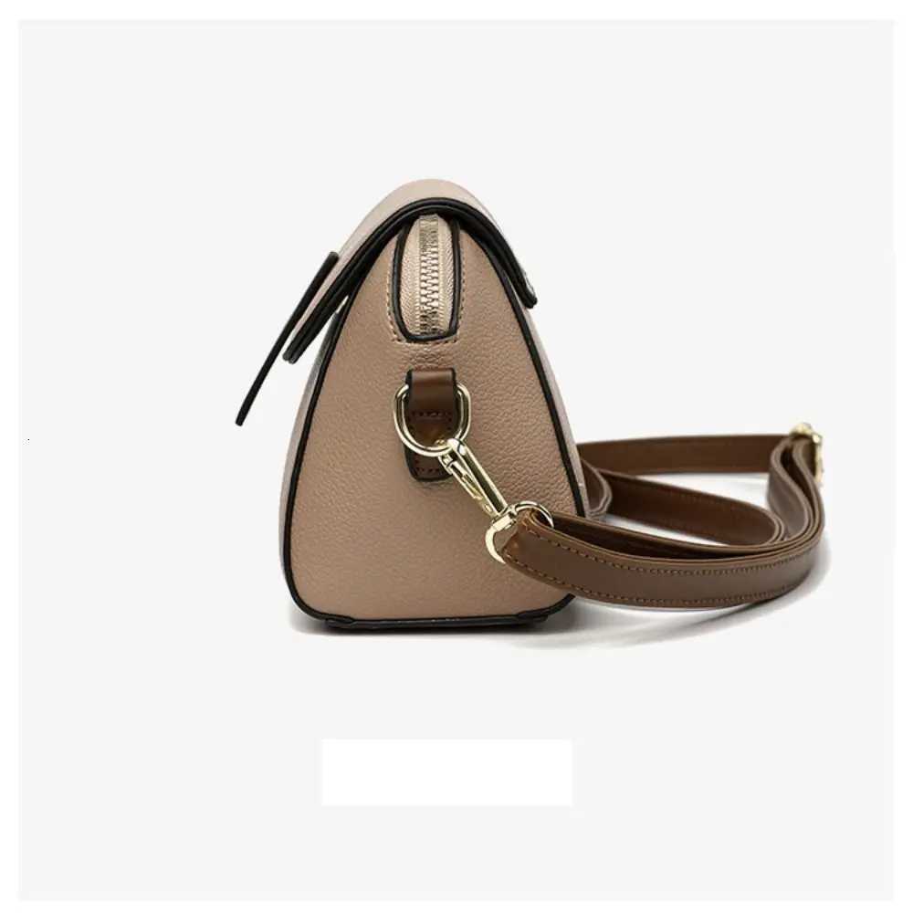 Genuine Leather Women Crossbody Bag Shoulder Bags Luxury Solid Color Cow Leather Handbag Elegant Female Messenger BagT251206