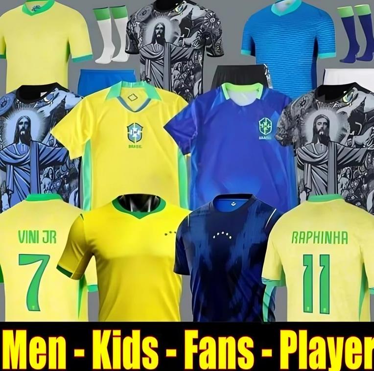 2025 2026 BRAZILS soccer jerseys Camiseta de futbol PAQUETA RAPHINHA 25 football shirt maillots VINI JR 2024 brasil RICHARLISON men kids NEYMAR JR Uniforms