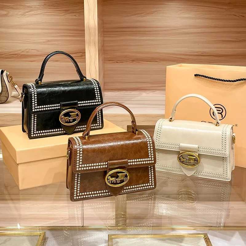 Brand womens handbag light luxury small square bag 2025 new autumn and winter retro designer shoulder bag high-end crossbodyT251205
