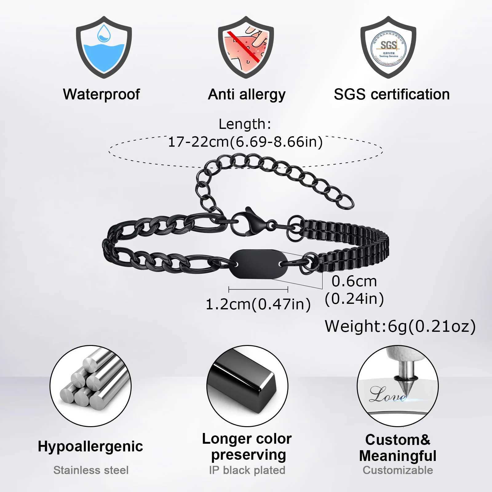 Initials Bracelets for Men Women CoupleAlphabet A-Z 26 Letter Stainless Steel Chain Link WristbandValentines Day Gift for BBF W251206