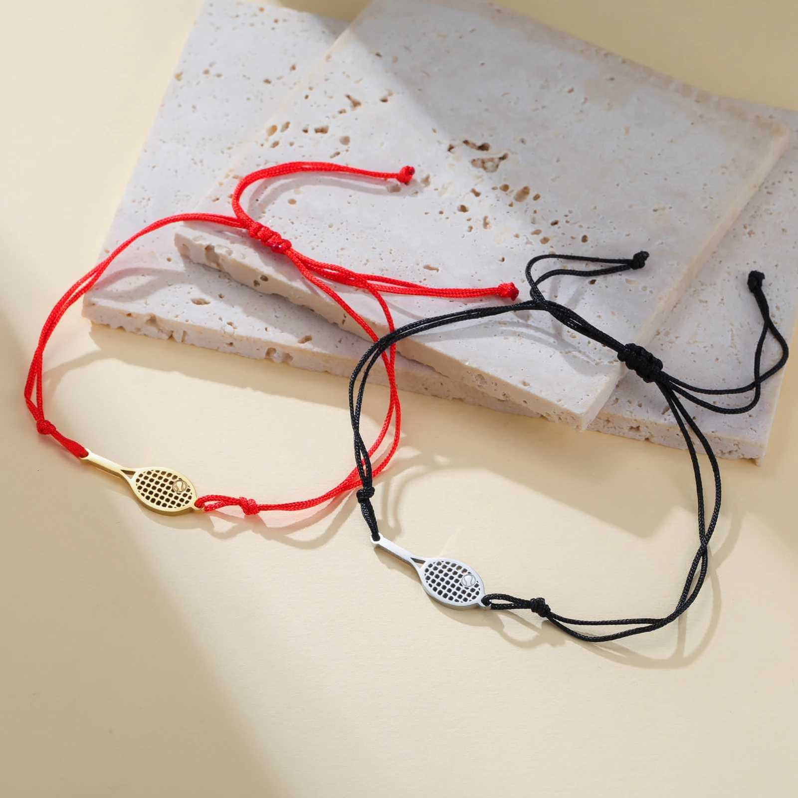 Cazador Tennis Racket Charm Womens Bracelet Stainless Steel Jewelry Double Chains Beads Hand Bracelet for Girls Christmas Gift W251206