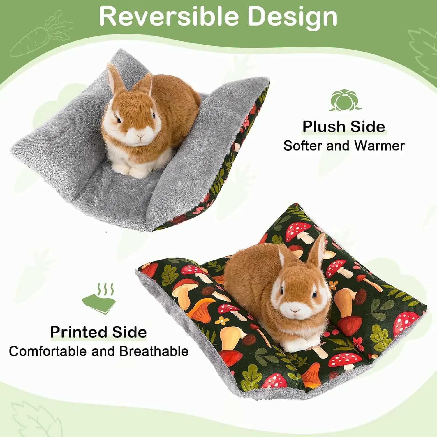 Rabbit Bed Mat Thickened Soft Bunny Bed Washable Cuddle Cushion Mat Double-Sided Plush Small Pet Flop Cotton for Rabbit M251206