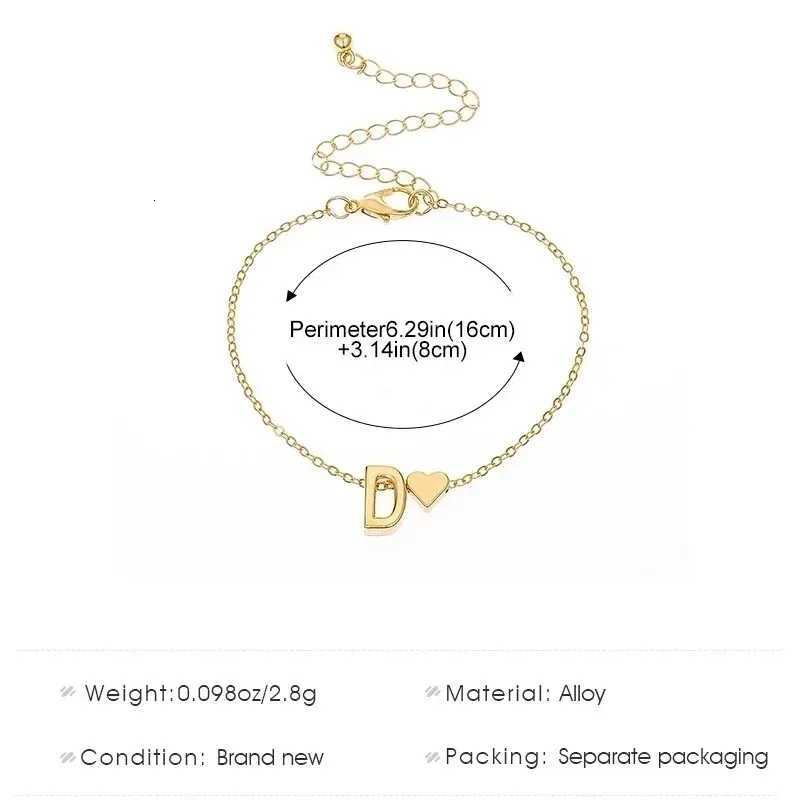 26 Letters Fashion English Initial Letter Heart Bracelet DIY Personalized Name Bracelets Girls Women Anniversary Jewelry Gifts W251206