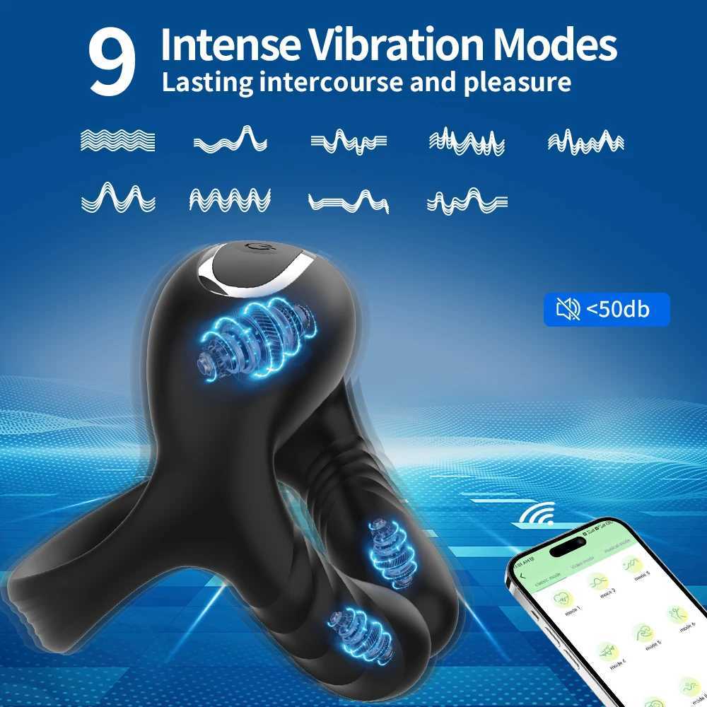 Bluetooth Wireless Remote Control Vibrating Cock Ring for Men Delayed Ejaculation Penis Vibrator Adult Sex Toys Masturbator 18