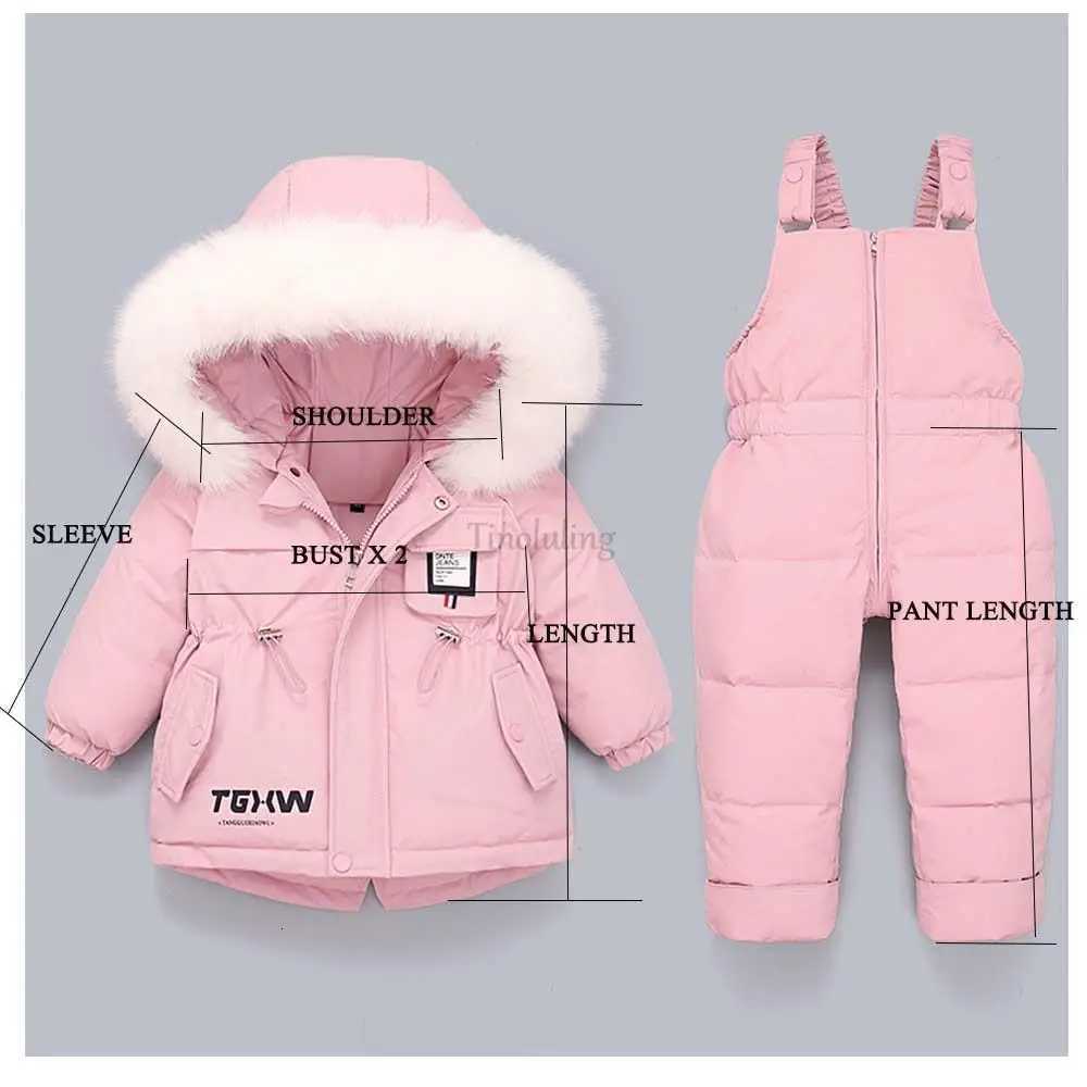 Toddler Baby Girls Clothing Sets Winter Snowsuits for 0-3Years Baby Warm Down Jackets Thick Fur Hooded Coats with Jumpsuits SuitW251206