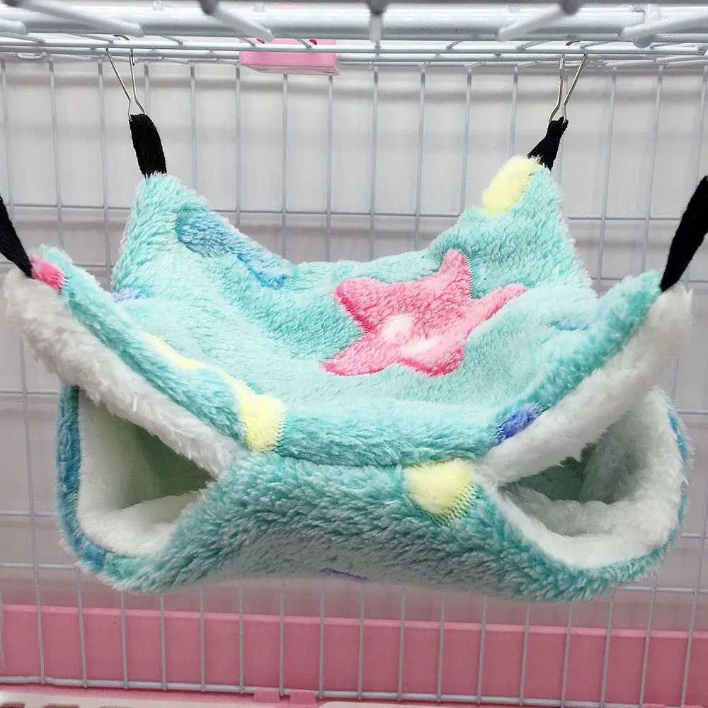 Small Animal Hammock Coral FleeceArctic Fleece Pet Hanging Hammock Hamster Ferret Rat Squirrel Cage Nest Warm Beds House Toys M251206
