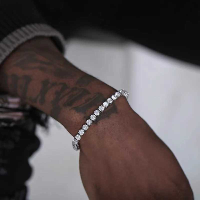 Hiphop Tennis Bracelet Homme Iced Out 3/4/5mm Cubic Zirconia Mens Crystal Chain on The Hand Hip-hop Streetwear Jewelry Male H086 W251206
