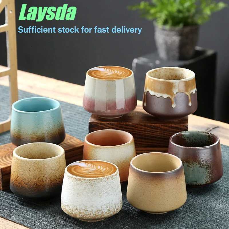 Laysda Vintage Coffee Mug 200ml ceramics Tea cup Japanese-style cafes Drinkware Stoneware Espresso for Restaurants Hotels M251206 - view 3