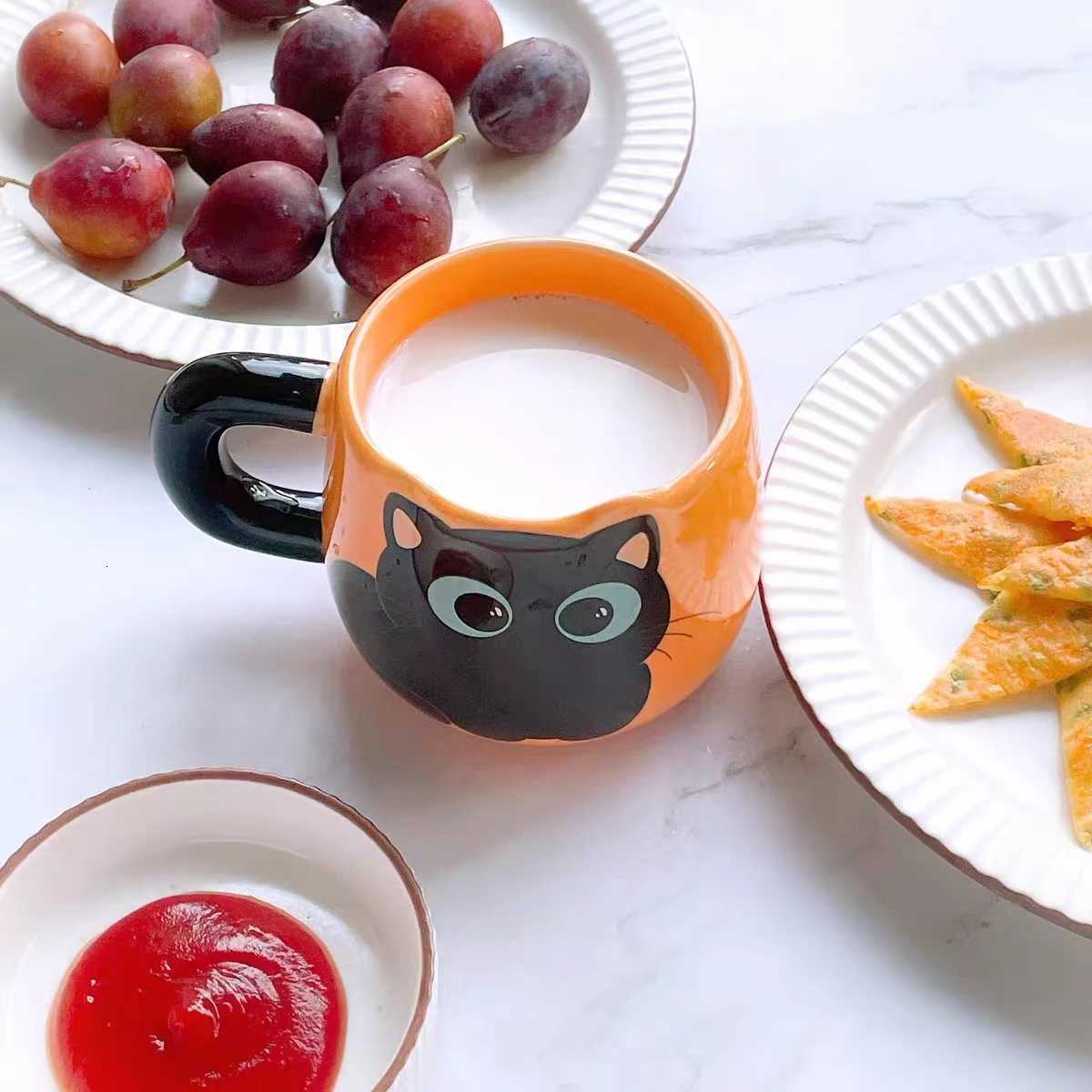 Cartoon Ceramic Cute Cat Mugs with Spoon Creative Cat Paw Mug Coffee Tea Milk Oatmeal Cup Large Capacity Animal Cups Funny Gift M251206 - view 5