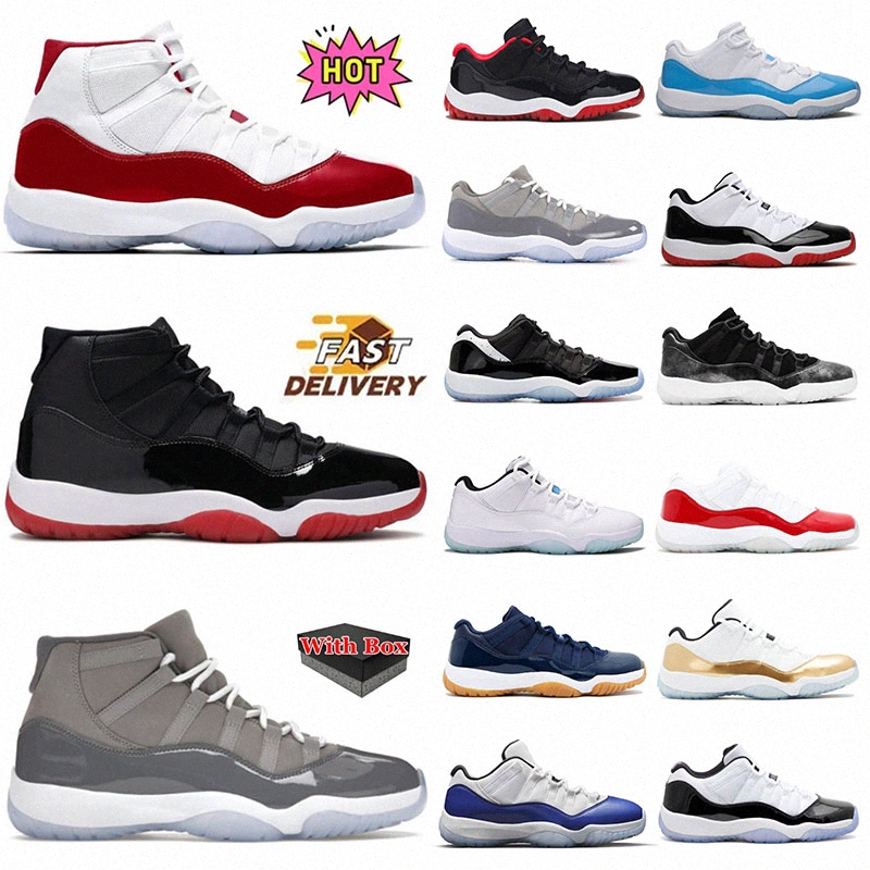 With Box Designer 11 11s Basketball Shoes Hight Cut Purple Rain Bred Velvet Neapolitan Gamma Blue Cherry Red Cool Grey Space Jam Pure Violet Men Women x26J#
