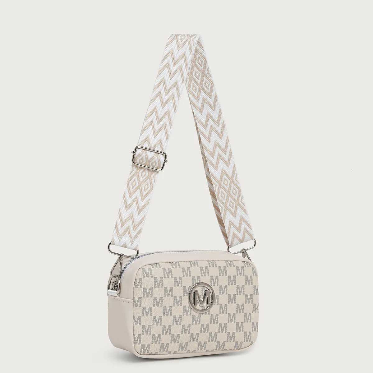 Retro M Pattern Design Female Crossbody Bag Stylish Ladies Shoulder Bag Wide Strap Phone Coin Purse for Women Work Party DateT251205