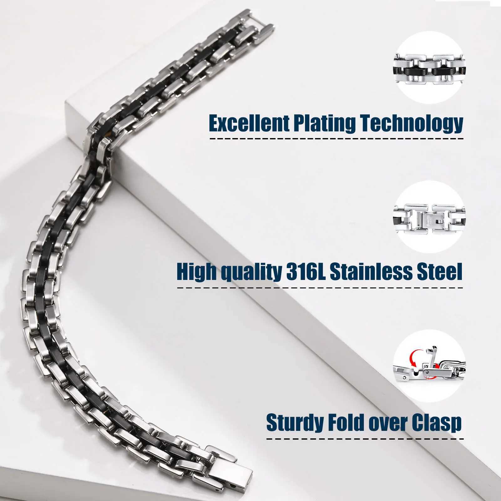 Stylish Strap Chain Boys Men Bracelets Stainless Steel Links Wristband Fathers Day Dad for birthday christmas Gift Jewelry W251206