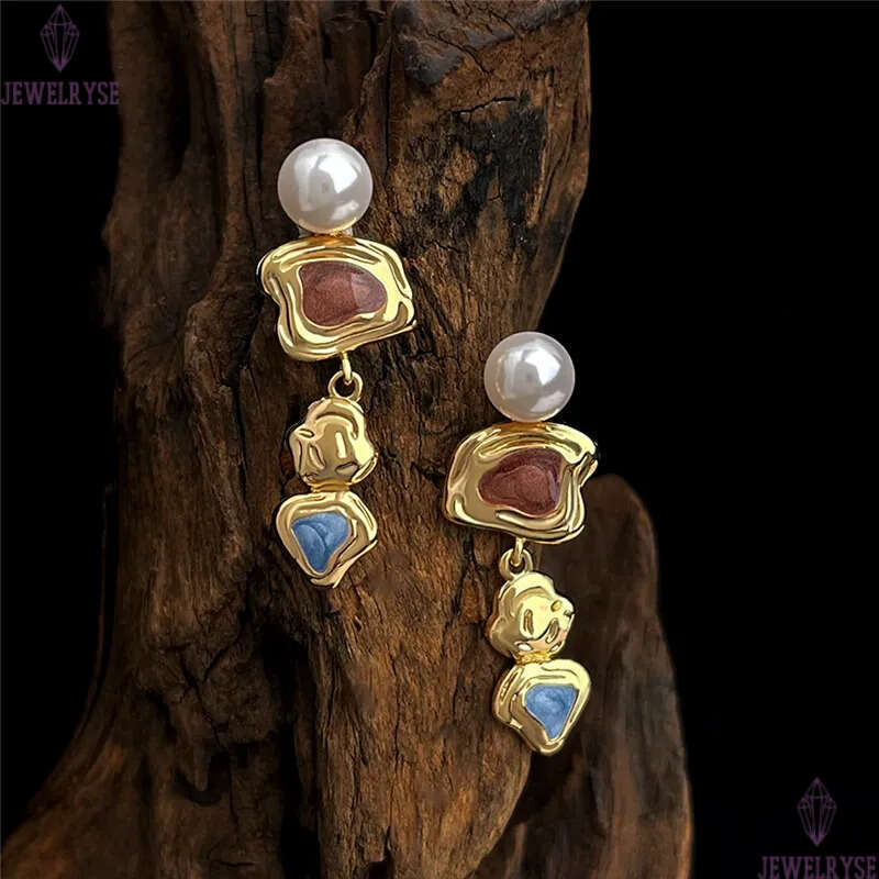 original vintage pearl stud designer earring for woman beach party long 18k gold earrings ear clip fashion jewelry S925 silver needle womens home frie