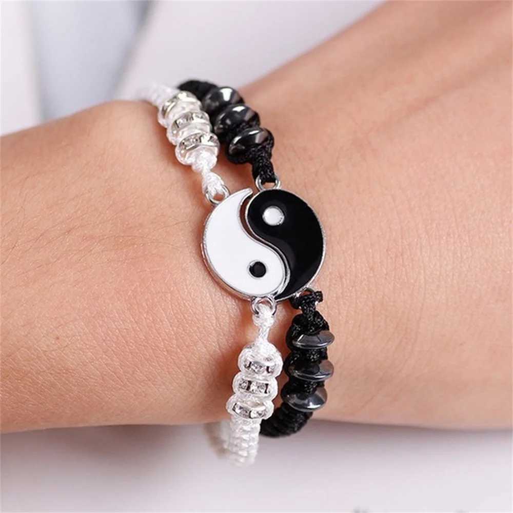 2022 New Best Friend Bracelets for 2 Matching Yin Yang Adjustable Cord Bracelet for Bff Friendship Relationship Boyfriend Girlfr W251206