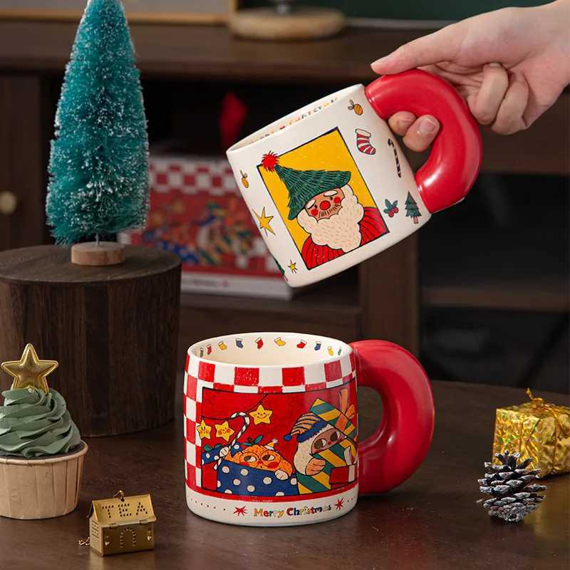 Cartoon Illustration Style Christmas Ceramic Mug Couple Water Cup Girls Christmas Gift Box Mug M251206 - view 6