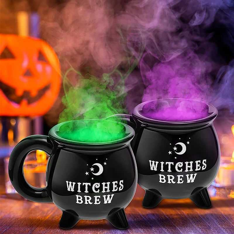 Creative Witches Brew Witch Cauldron Coffee Mug Black Ceramic Coffee Cups Halloween Tabletop Decoration For Halloween M251206 - view 3