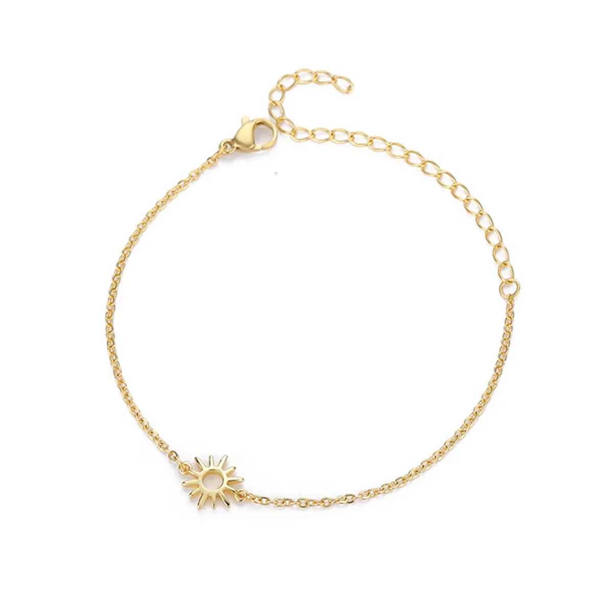 Sun Hollow Bracelets for Women Men Stainless Steel Hand Chain Vintage Sunflower Anklet Boho Foot Jewelry Gift Accessories W251206