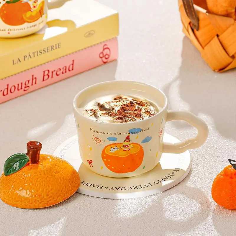 Cute Cartoon Anime Surrounding Orange Model Ceramic Home Office Mug Girl Cute Coffee Milk Fashion Home Supplies Water Cup Gift M251206 - view 5
