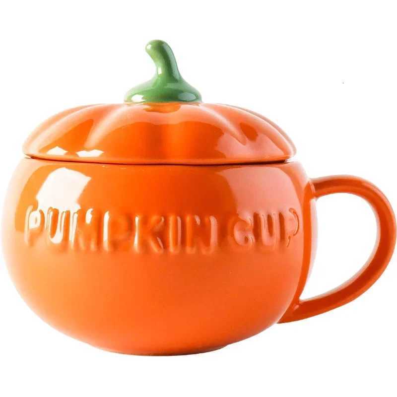 Pumpkin Mug Ceramic with Lid with Spoon Coffee Cups Milk Tea Breakfast Creative Handle Design Gift Drinkware Kitchen Halloween M251206 - view 6