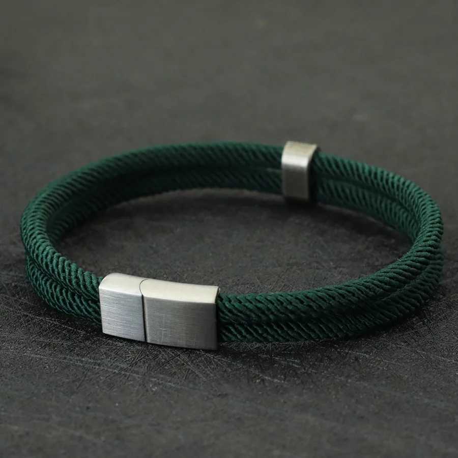 New Fashion Rope Bracelet Men Silver Color Stainless Steel Buckle Fabric Braclet Accesorios Hombre Red Thread Braslet Pulseira W251206