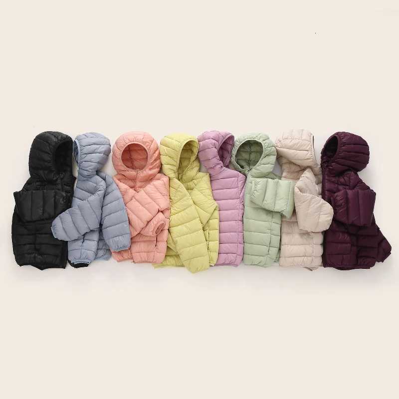 2024 New Childrens Lightweight Down Jacket White Duck Down Parka with Hood Autumn and Winter Warm Boys Girls Outdoor JacketW251206