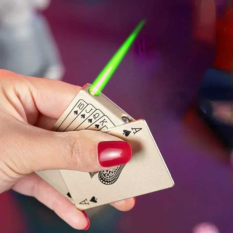 Creative Playing Cards Ace of Spades Lighter Windproof Jet ButaneTorch Lighter Design Fun Toy for Men Smoking Accessories H251206