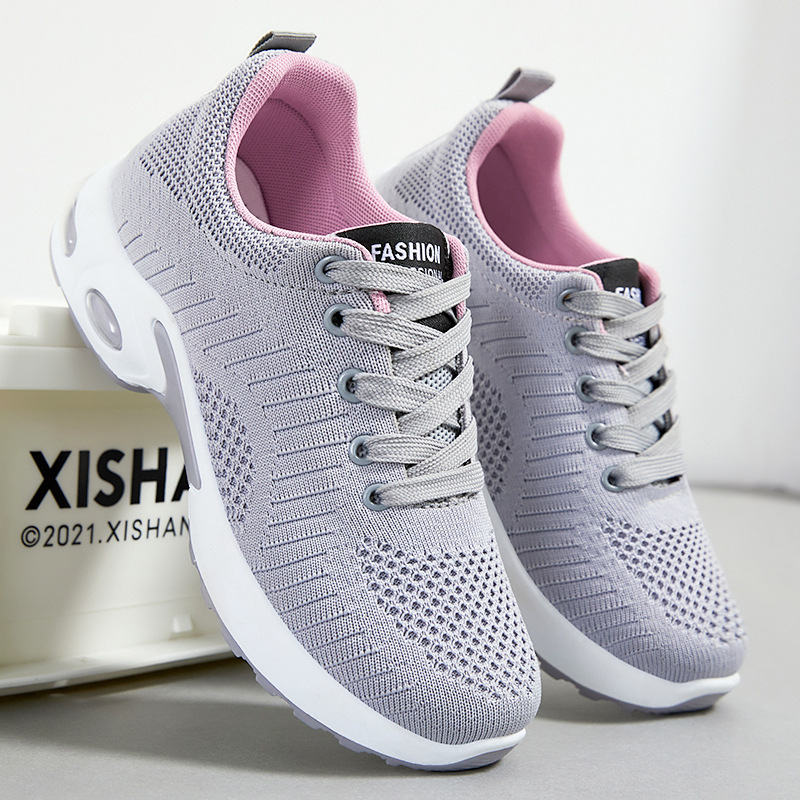 Free Shipping New Shoes Women'S Plus-Size Women'S Shoes Casual Sports Shoes Solid Color All Kinds Of Air Shoes Flying Fabric Breathable Runn