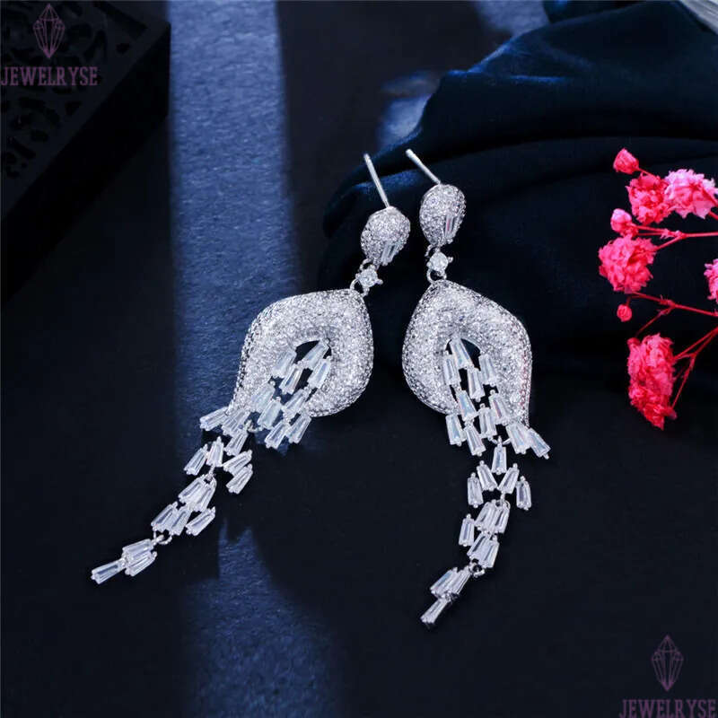 charm assel damond earring designer for woman pary 18k gold green pink AAA cubic Zirconia souh american womens wedding engagemen dangle earrings jewel