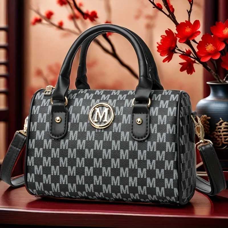 Women Alphabet Shoulder Bag with Golden M Synthetic Faux Leather Small Crossbody Bag for Work Travel Parties and GiftT251206