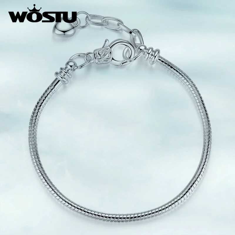 WOSTU Hot Sale Love Chain Bracelets Fit Original DIY Charm Beads Bracelet Alloy Jewelry Gift for Men Women 16-21cm Adjustable W251206
