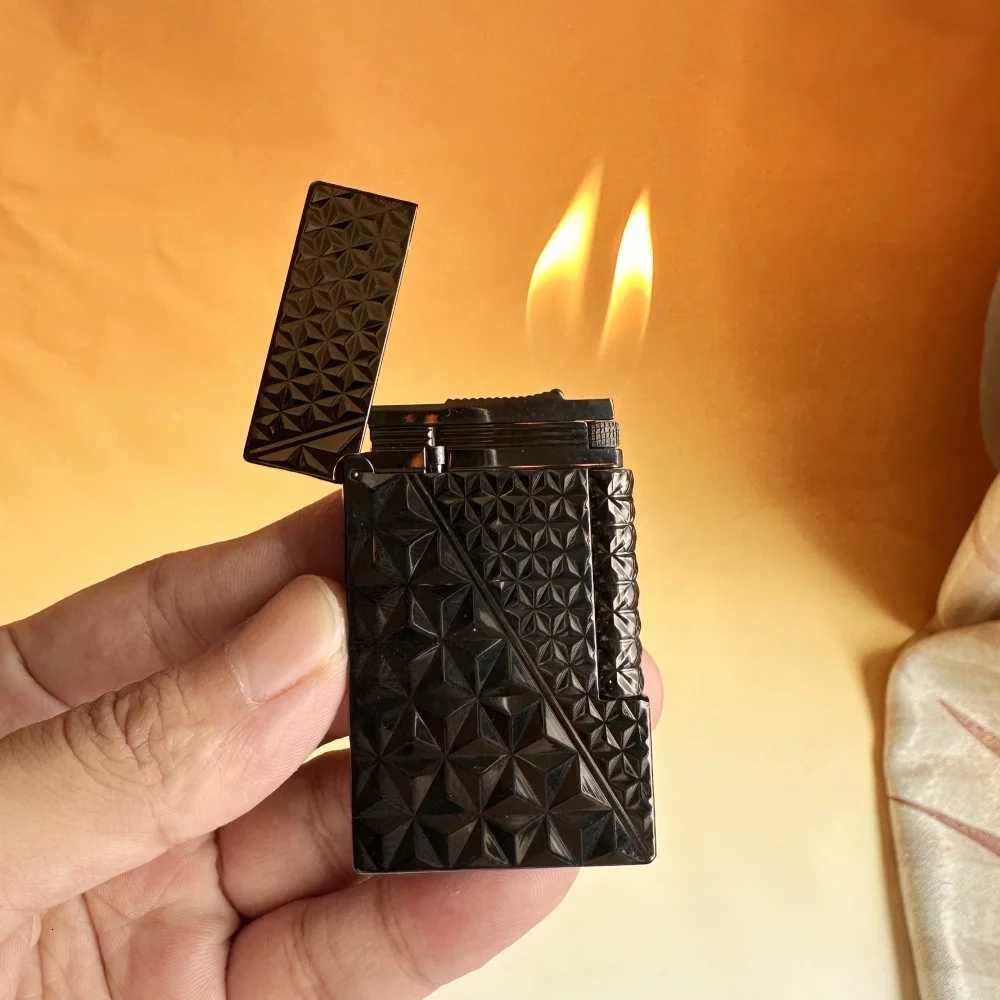 Luxury brand cust lighter with diamond flame grid design refillable ces with cust smoking accessories H251206