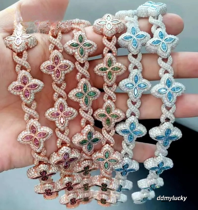 Best Selling Hip Hop Rapper Clover Bracelets Sterling Sier VVS Moissanite Infinity Cuban Link Bracelet Fine Jewelry Ddmylucky