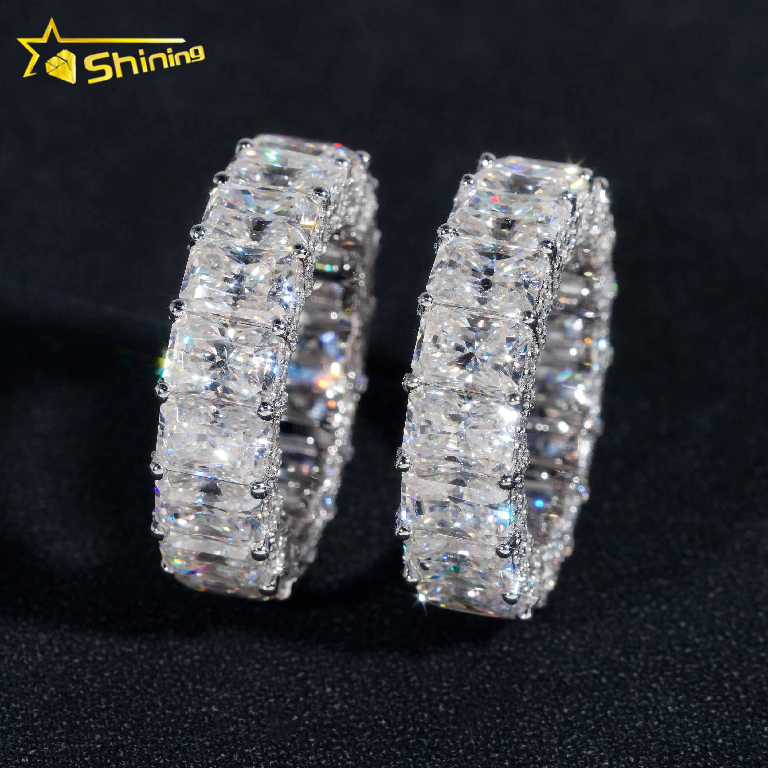 10K 14K 18K Real Gold Ring Wedding Band Full Eternity Lab Grown VVS Moissanite Diamond 925 Jewelry Engagement Eternity Band Ring