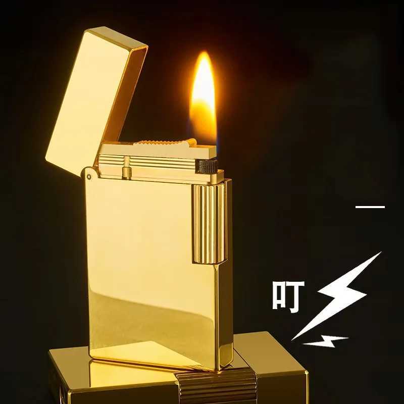 High-end Brass Kerosene Lighter Crisp Sound When Opening The Lid Fashionable and Stylish for Men Side-slip Grinding Wheel H251206