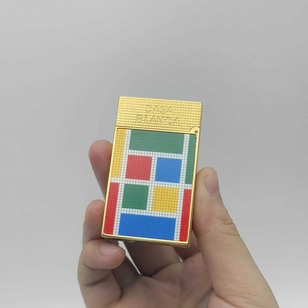 Aesthetic Gas Lighters Colorf Mosaic Pattern Lacquer Ligne 2 Soft Flame e Copper Cigarette Gadgets for Men Collections H251206