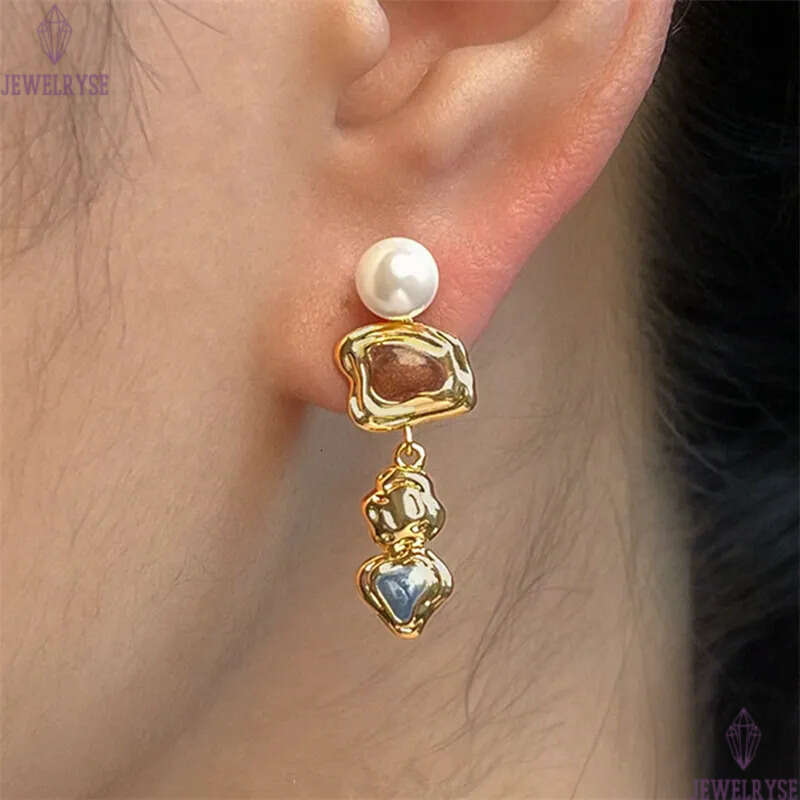original vintage pearl stud designer earring for woman beach party long 18k gold earrings ear clip fashion jewelry S925 silver needle womens home frie