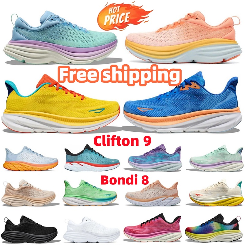 ONE Bondi 8 Running shoes Designer men women Triple black White Anthracite Blue Red Shifting sand womens Clifton 9 Wide Citron Breathable sports shoes