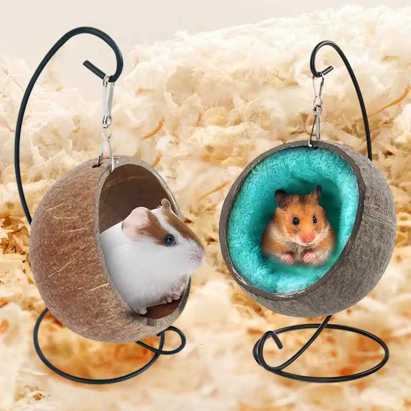 Hamster Coconut Hideout Suspension Coconut Shell Hamster Hideout Small Animal Suspension Coconut Hideout Habitat Small Pet Cave M251206