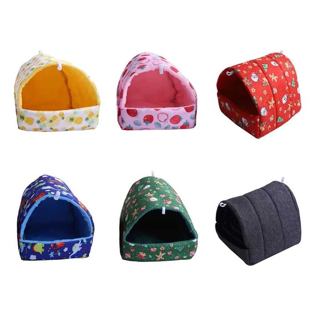 Cute Cartoon Rat Hamster House Bed Winter Comfortable Foldable Guinea Pig Hanging Tent Sleeping Nest Ferret Cage Accessories M251206