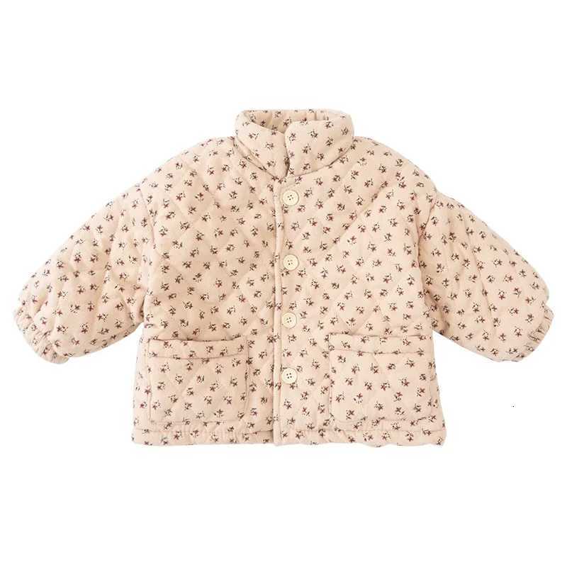 Quilted Jacket for Girl Girls Winter Coat Parka Flower Printed Kids Casual Warm Cotton Outerwear Coats Infant Padding 2023 NewW251206