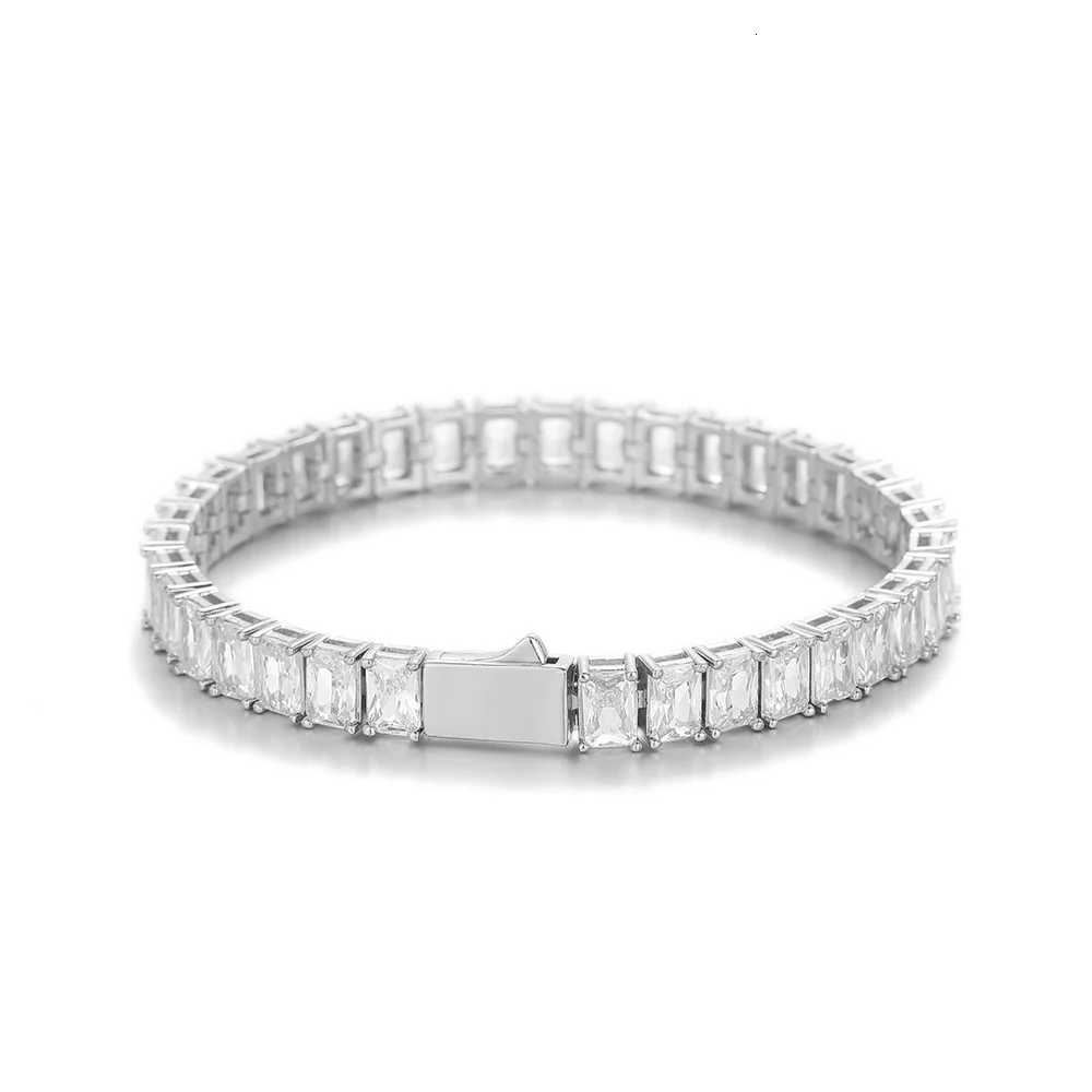6MM Rectangular Zircon Tennis Bracelet Full Iced Out Hip Hop Tennis Chain Bracelet Women Fine Jewelry For Gift W251206