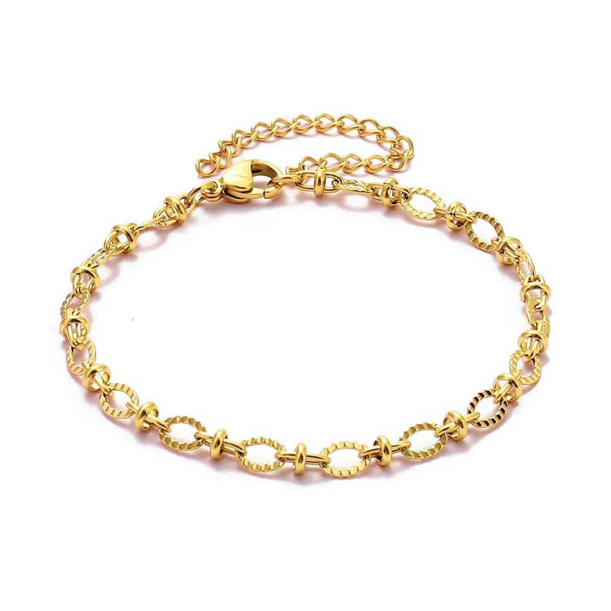 5pcs/Lot 17-22cm Never Fade Stainless Steel Paperclip Cross Link Chain Bracelet Women Handmade DIY Charm Jewelry Making W251206