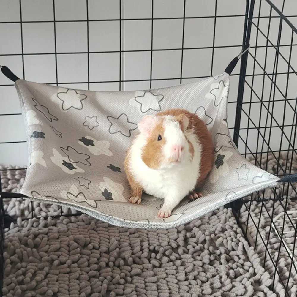 Lovely Double-sided Guinea Pig Hammock Ice Silk Breathable Hamster Hammock 4 Hanging Small Pet Supplies M251206