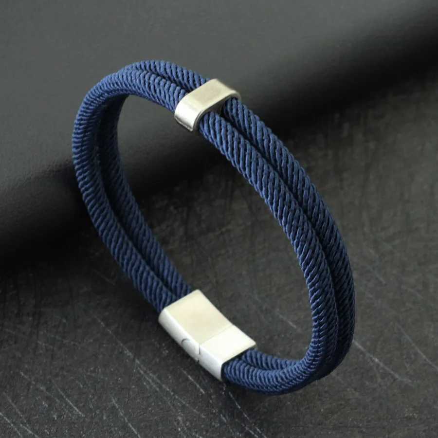 New Fashion Rope Bracelet Men Silver Color Stainless Steel Buckle Fabric Braclet Accesorios Hombre Red Thread Braslet Pulseira W251206