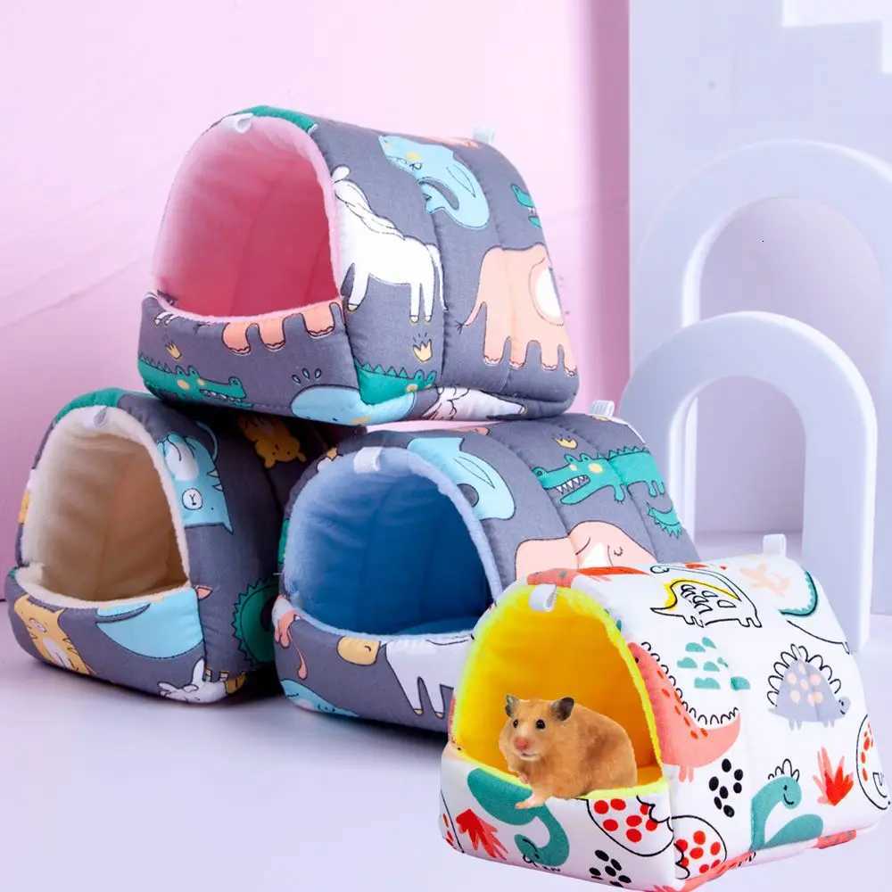 Winter Cute Cartoon Rabbit Squirrel Mini Cage Guinea Pig Nest Small Animal Mice Rat Pet Sleeping Bed Hamster House Warm Soft Mat M251206