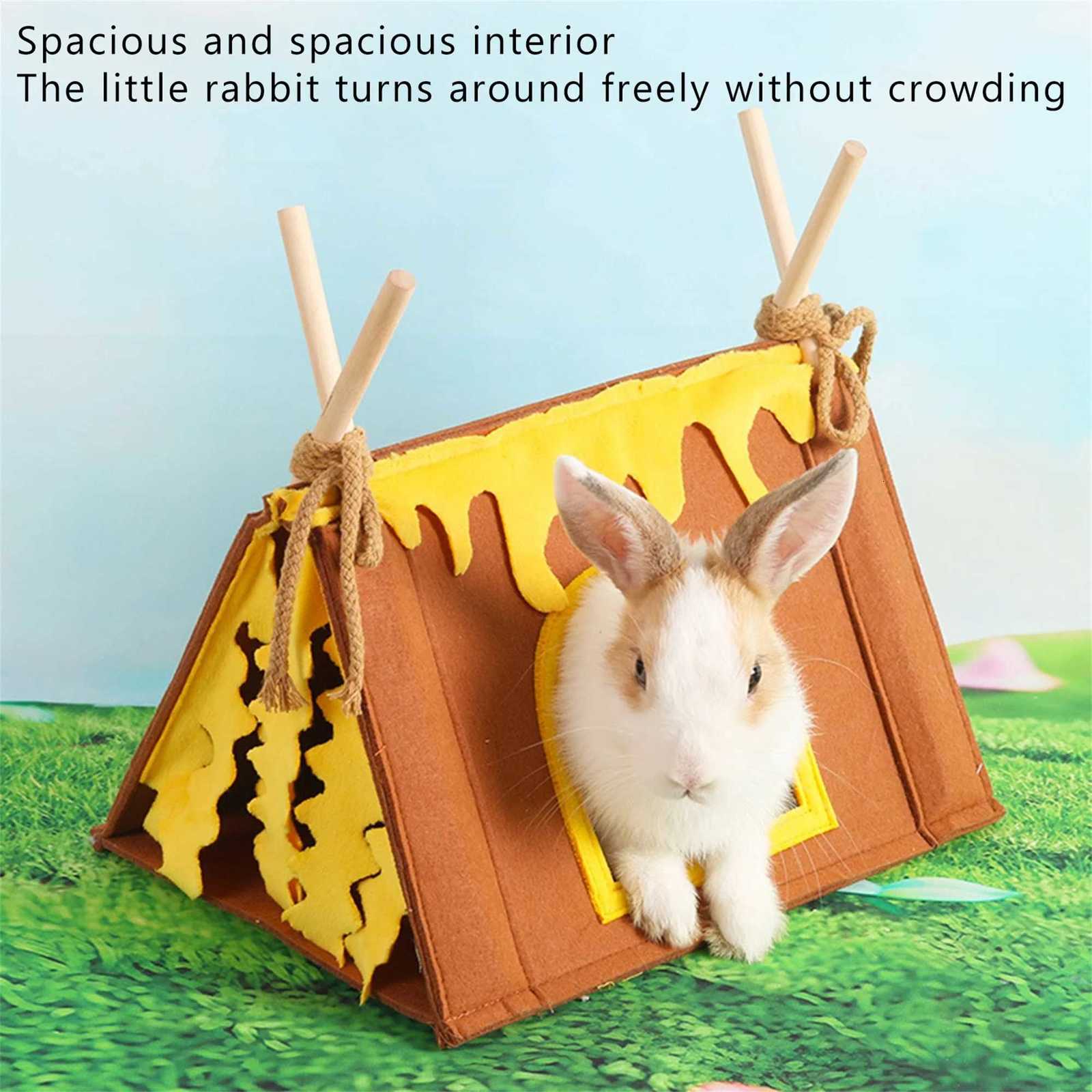 Cozy Wooden Frame Teepee Tent for Small Pets - Adorable Design Perfect Playhouse for Squirrels Hedgehogs Guinea Pigs and M251206