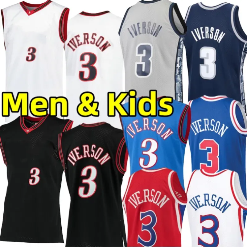 Allen Iverson Retro Basketball Jerseys Stitched Men Youth Kids Jersey Classics Georgetown Hoyas College University vintage adult children