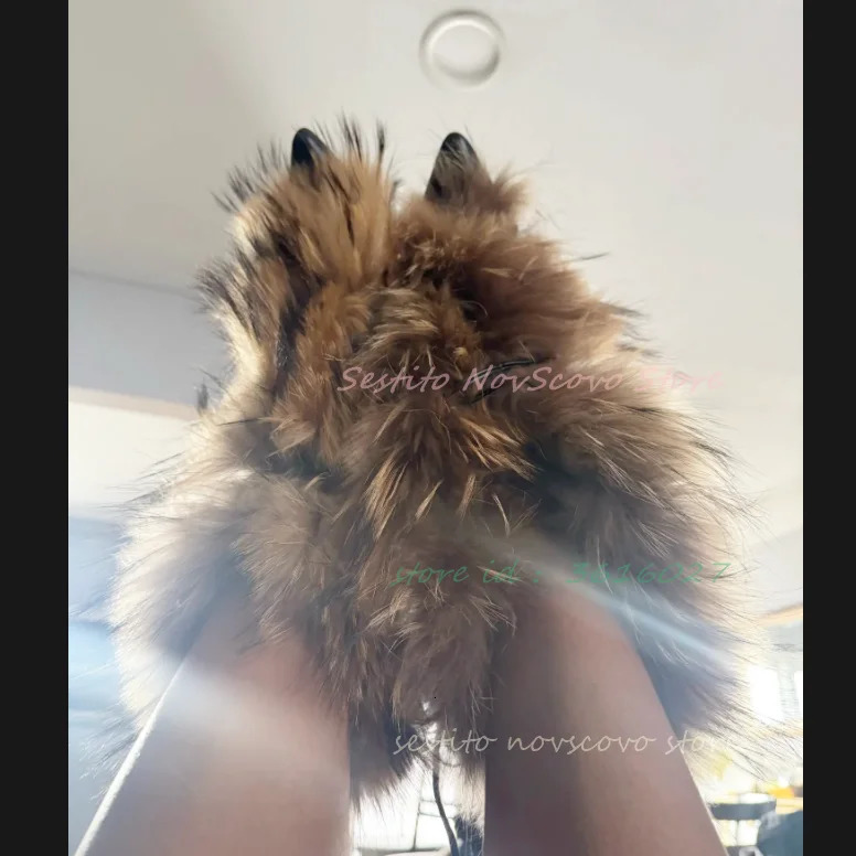 Pointed Toe Fur Mid Calf Boots Stiletto Heels Ankle Straps Fashion Warm Shoes In Winter Solid Plush Sexy Party Dress Shoes 251204