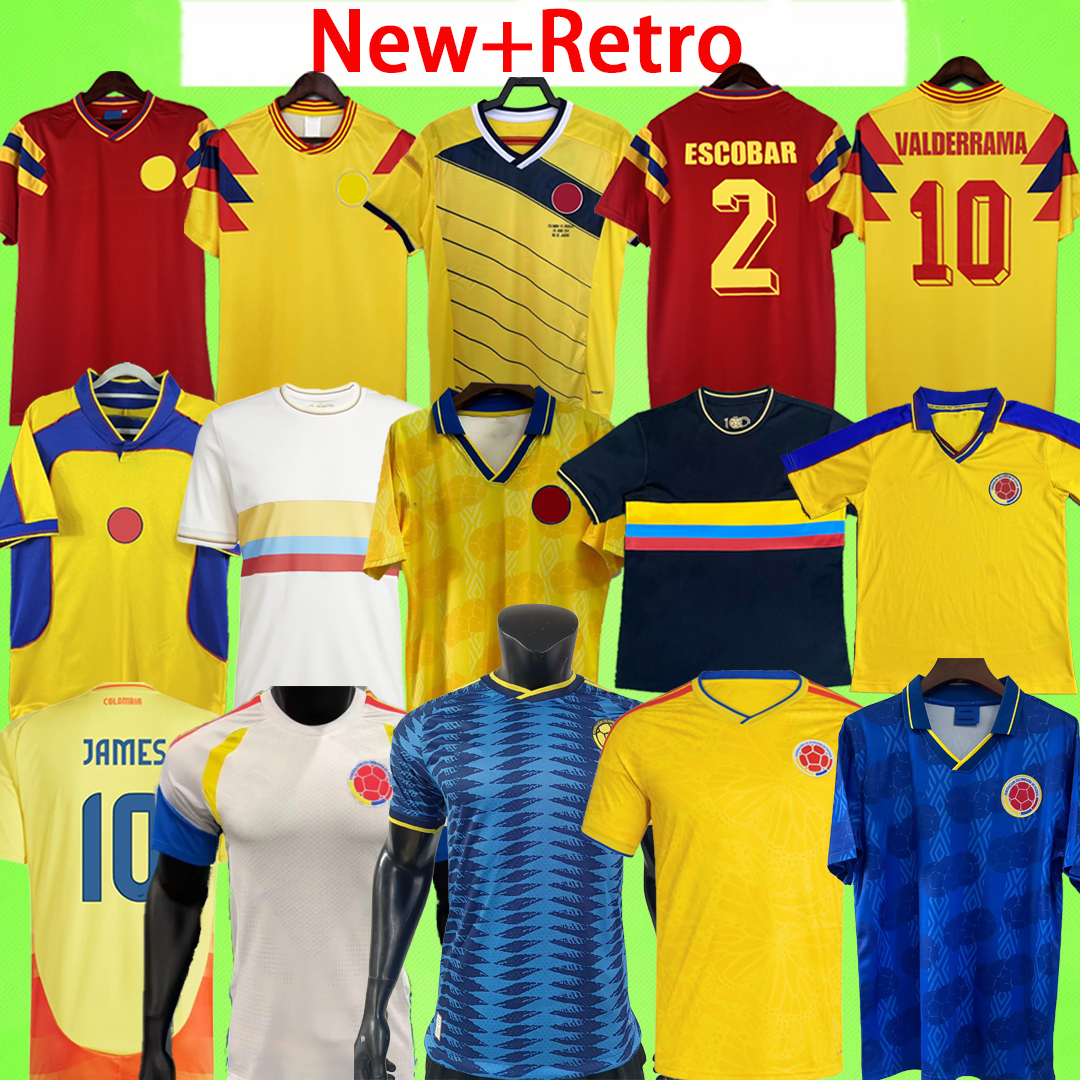 New + Retro Colombia 2026 soccer jerseys Kids + Men Kit LUIS DIAZ 100th Women 1990 1994 1998 2014 Valderrama Player version football shirt 25 26 JAMES Columbia long sleeve