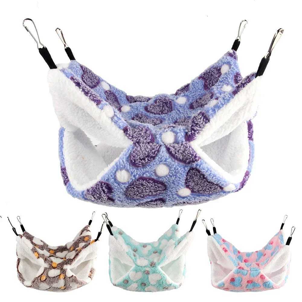 Hamster Hammock Small Pet Hanging Bed Double Warm Thickened Honeybug Flying Squirrel Guinea Pig Hammock Pet Cage Accessories M251206